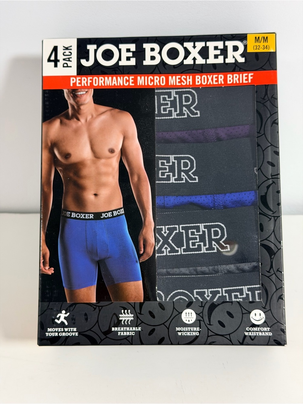 Joe Boxer Men's Micro Mesh Boxer Briefs - Blue & Black